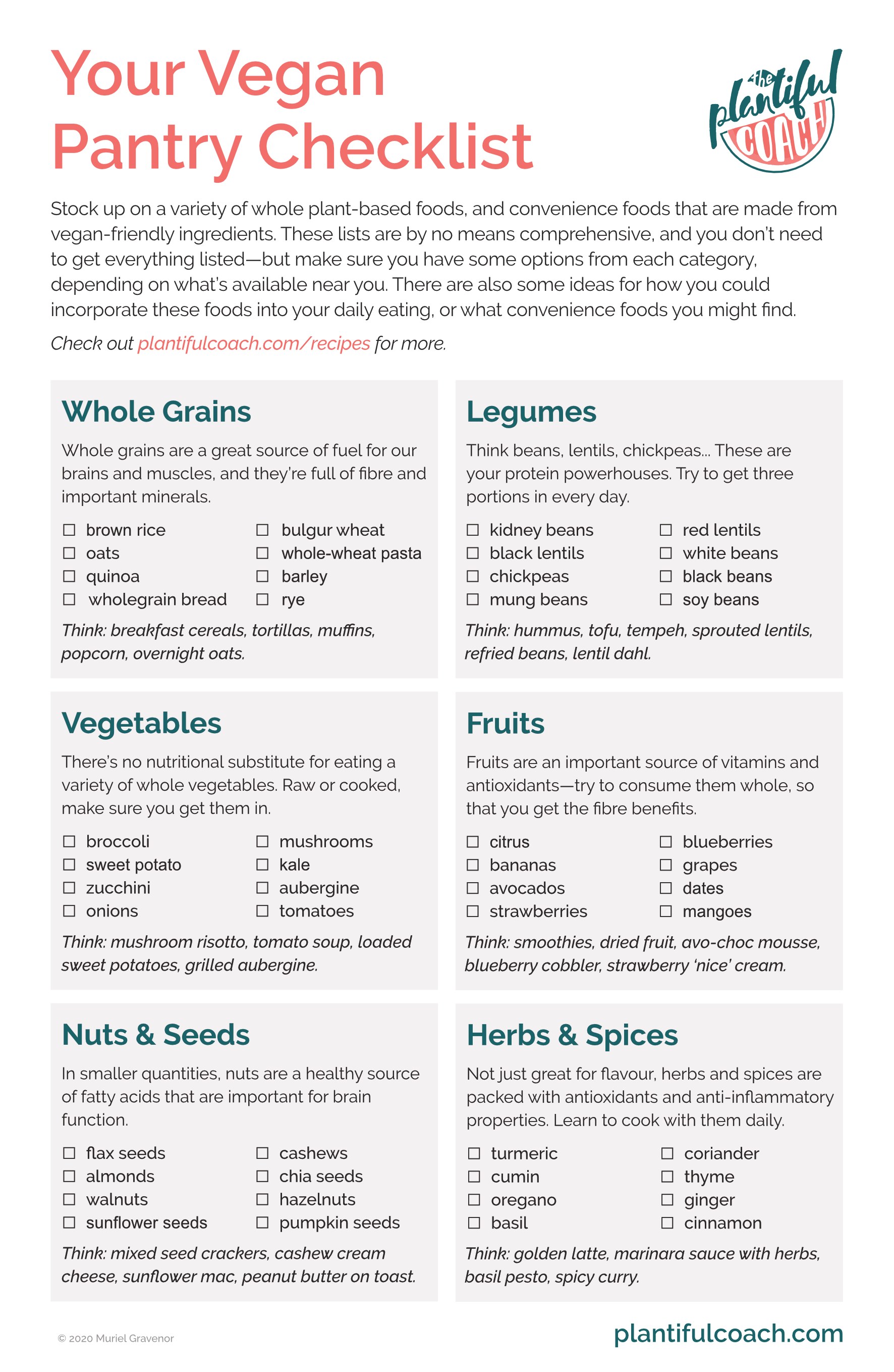 Plantiful Coach - Your Vegan Pantry Checklist